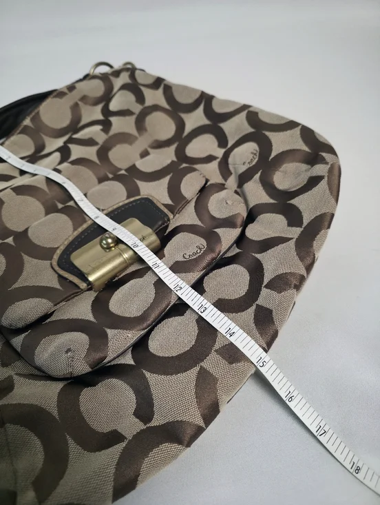 PROJECT Coach Kristen Hobo Tan Brown Sateen Canvas Monogram Slouchy Shoulder Bag - Picture 14 of 15